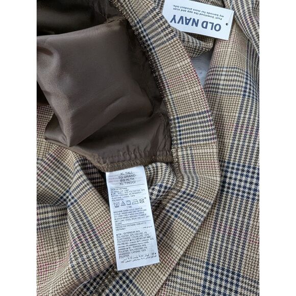 Old Navy Taylor Relaxed Suit Blazer Jacket Brown Plaid Women size XL Tall NWT - Picture 6 of 9